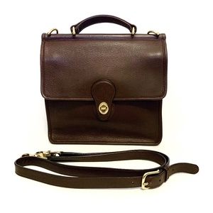 Coach Willis Satchel Crossbody Bag--Brown Leather with Brass Hardware 9927